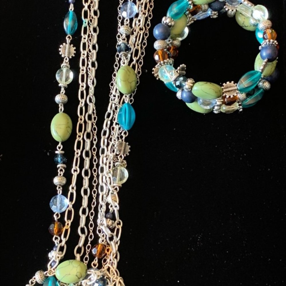 Multi-strand necklace + bracelet